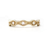 5 Stone Diamond Wavy Double Beaded band