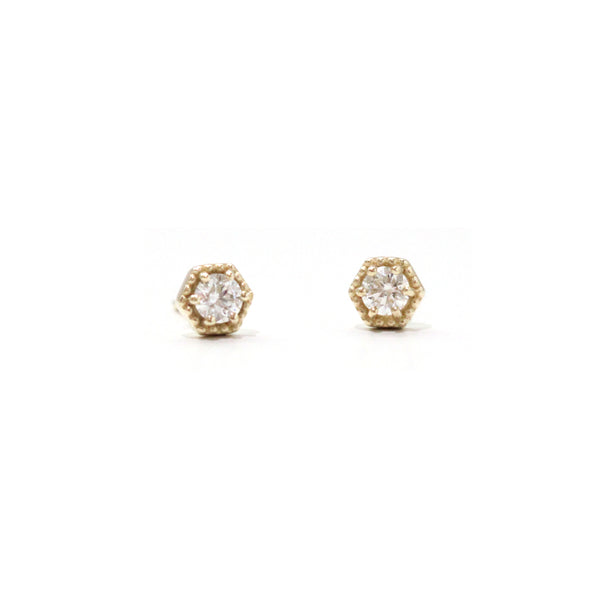 Hexagon diamond milgrain earrings