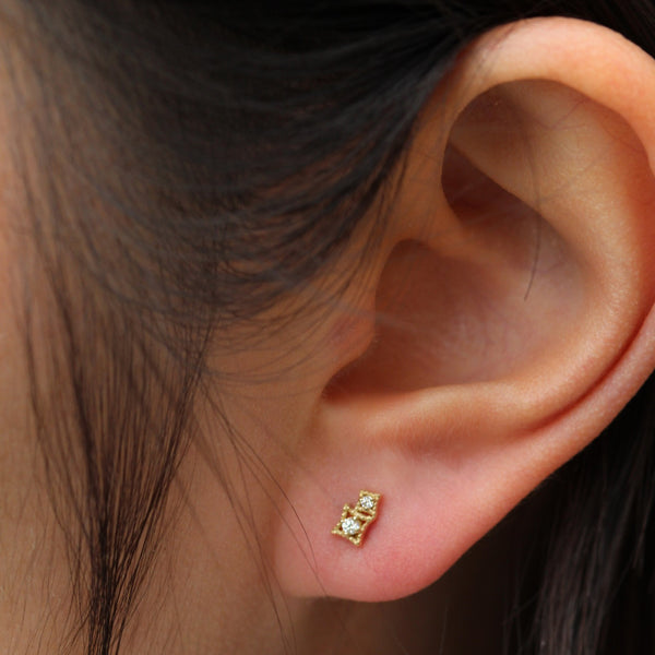 Double beaded star diamond earrings