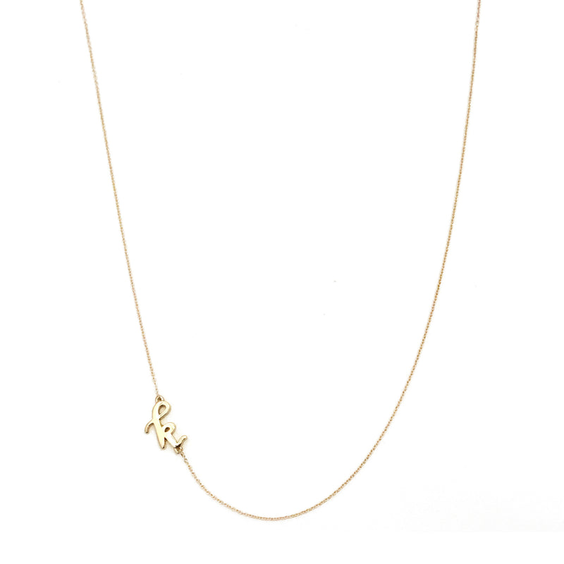 Mini Sideways Love Letter Necklace (Yellow Gold) - Easter Ahn Design
