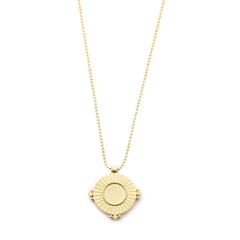 Vintage Sun Mirror Disc with Diamonds Necklace - Easter Ahn Design
