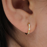 3 Stone Serenity Diamond Huggie Earrings