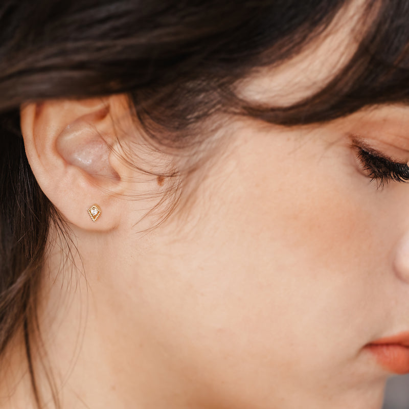 Diamond milgrain kite earrings
