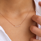 6 Stone Diamond Bezel Beaded Necklace
