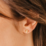 Baguette + Round Diamond Beaded earrings