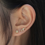 Diamond Milgrain Bezel and Ball Earrings