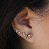 Diamond Milgrain Bezel and Ball Earrings