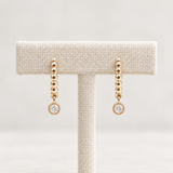 Beaded Hinged Huggies with Diamond Dangle