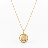 Beaded circle with diamond necklace