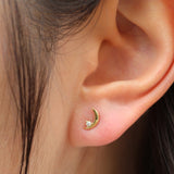 Duo Crescent Moon Diamond Earrings