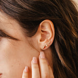 Mini crescent diamond earrings