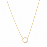5 Stone Diamond Bezel Beaded Circle necklace