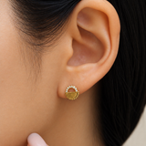 Diamond Arch Disc Earrings