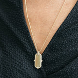 Hexagon ID Tag Diamond Necklace