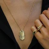 Hexagon ID Tag Diamond Necklace