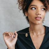 Hexagon ID Tag Diamond Necklace