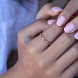 5 Stone Diamond Double Beaded band