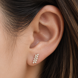 Diamond Milgrain Bezel Double Row Earrings