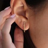 Double bar diamond hoop earrings