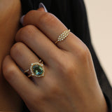 Green Tourmaline Diamond Bezel and Halo Ring