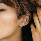 Sea Green Tourmaline with Milgrain Diamond Earrings