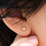 Hexagon diamond milgrain earrings