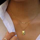 Beaded Rectangular Hexagon with Diamond necklace
