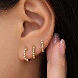 3 Stone Serenity Diamond Huggie Earrings