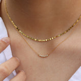 6 Stone Diamond Bezel Beaded Necklace