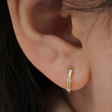 3 Stone Serenity Diamond Huggie Earrings