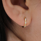 3 Stone Serenity Diamond Huggie Earrings
