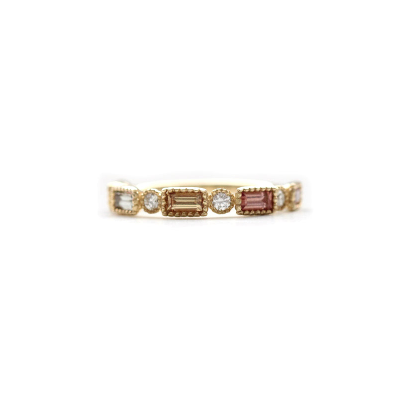 Sapphire and Diamond Milgrain Bezel Band