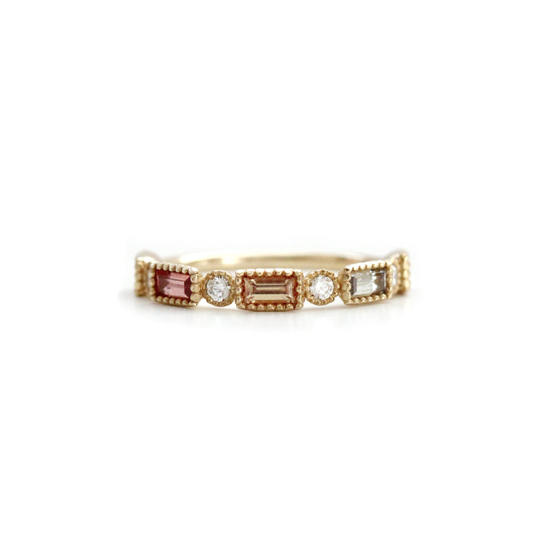 Sapphire and Diamond Milgrain Bezel Band