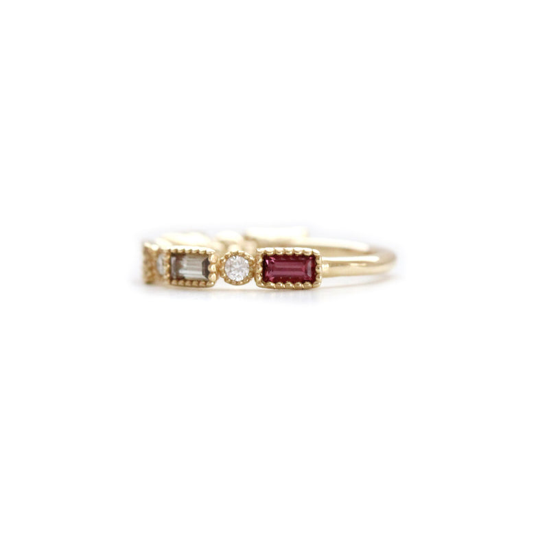 Sapphire and Diamond Milgrain Bezel Band