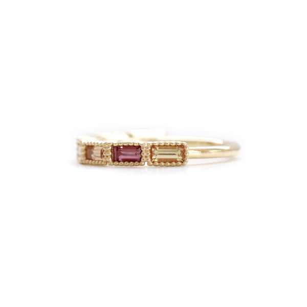 5 Stone Sapphire Baguette Milgrain Bezel Band