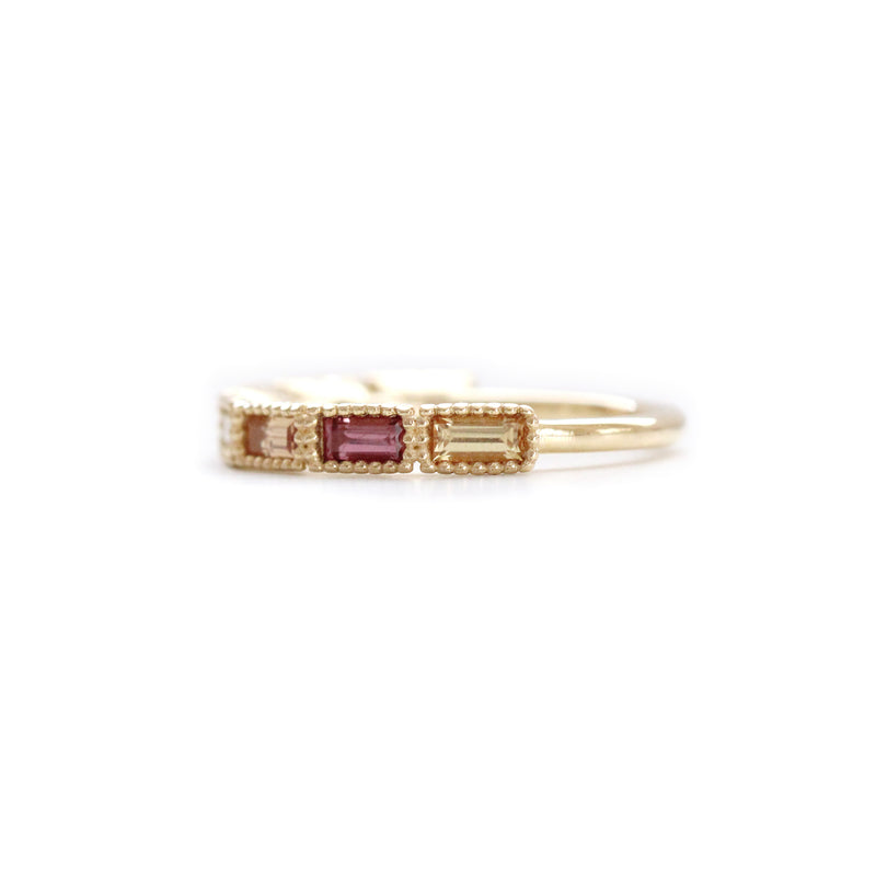 5 Stone Sapphire Baguette Milgrain Bezel Band
