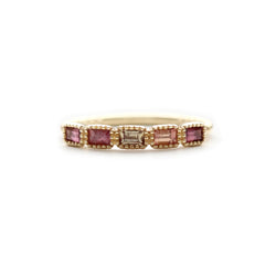 5 Stone Sapphire Baguette Milgrain Bezel Band