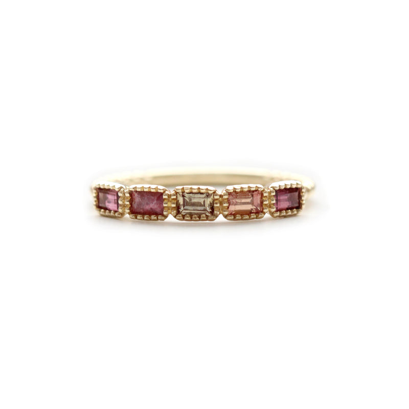 5 Stone Sapphire Baguette Milgrain Bezel Band