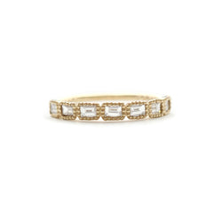 7 Stone Diamond Baguette Milgrain Bezel Band