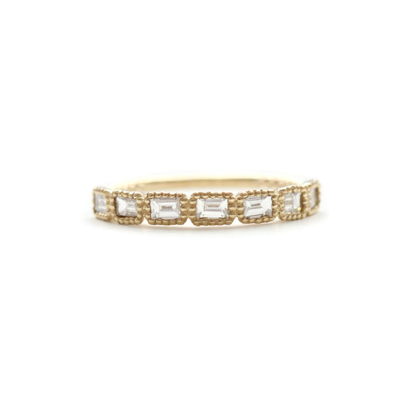 7 Stone Diamond Baguette Milgrain Bezel Band