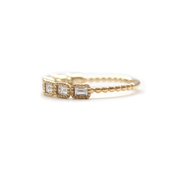 7 Stone Diamond Baguette Milgrain Bezel Band