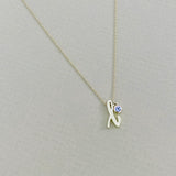 Mini Love Letter Necklace with Dangly Bezel Birthstone (Yellow Gold)