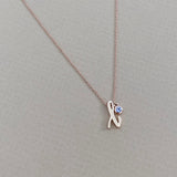 Mini Love Letter Necklace with Dangly Bezel Birthstone (Rose Gold)