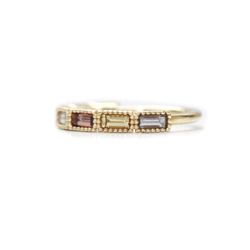 7 Stone Sapphire Baguette Milgrain Bezel Band