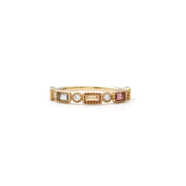 Sapphire and Diamond Milgrain Bezel Band