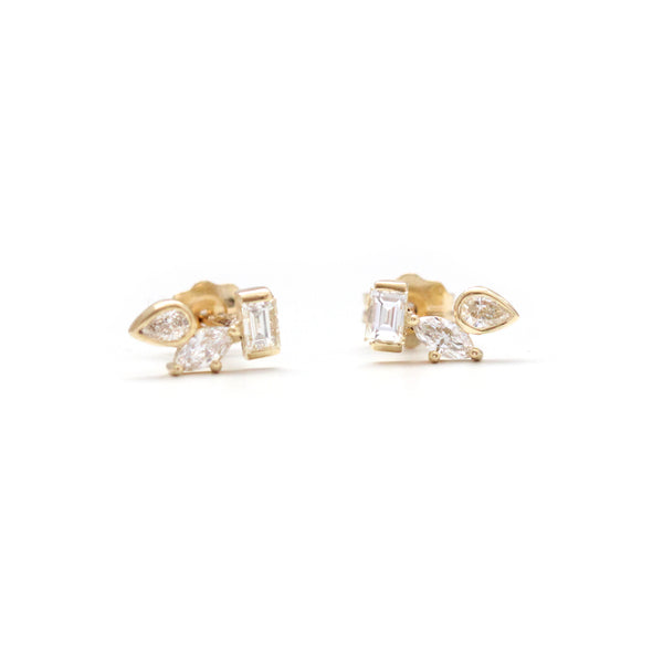 Pear, Marquise + Baguette Diamond Earrings