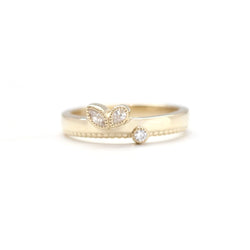 Pear, marquise and round cut diamond beaded flat wide band
