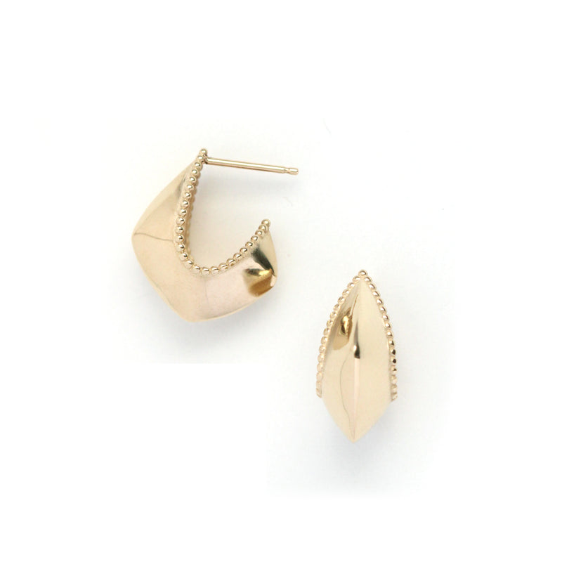 Hollow knife edge beaded hoop earrings