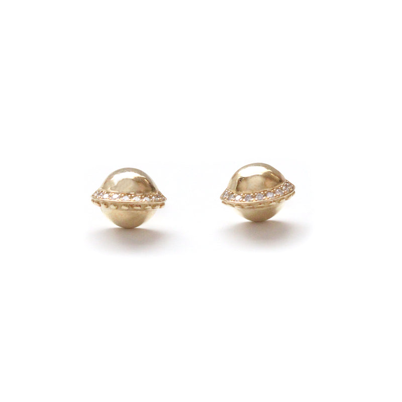 Half dome pave diamond Orbit Earrings
