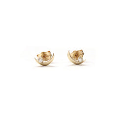 Mini crescent diamond earrings